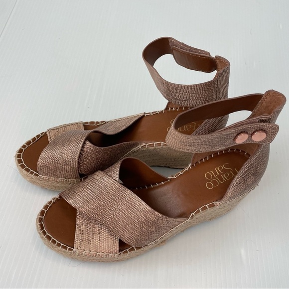 Franco Sarto Carma copper wedge espadrille platform sandals size 8 - Picture 4 of 11